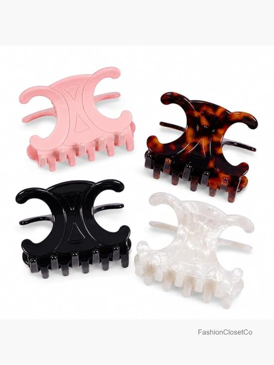 Acetate Double C Design Hair Claw Clips 4 Pack Medium Secure Hold main image 4